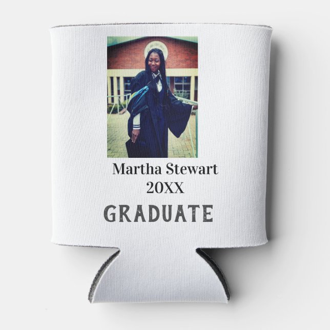 Enfriador De Latas Graduation photo name year class university simple (Anverso)