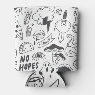 Enfriador De Latas Graffiti lindo: Conjunto de arte Doodle.