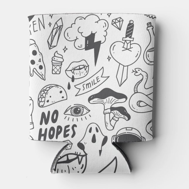 Enfriador De Latas Graffiti lindo: Conjunto de arte Doodle. (Anverso)