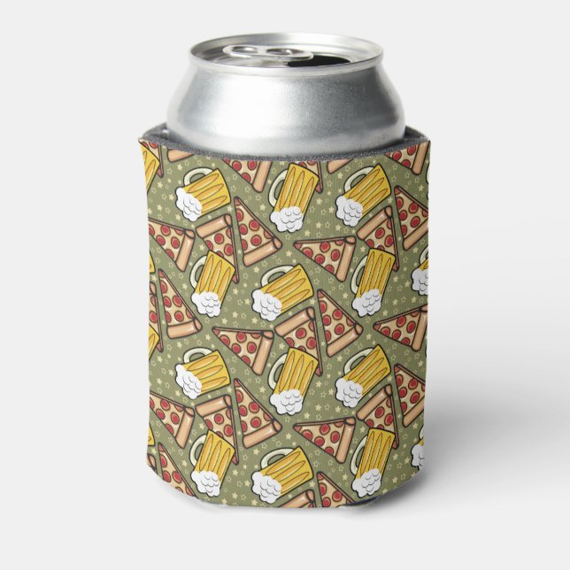Enfriador De Latas Gráfico de cerveza y pizza (Reverso de la lata)