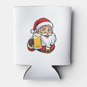 Enfriador De Latas Gráfico de Navidad de Papá Noel bebiendo cerveza