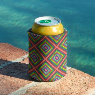 Enfriador De Latas Gráfico de patrón geométrico cuadrado colorido mod