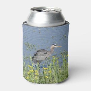 Enfriador De Latas Gran garza azul en el río.