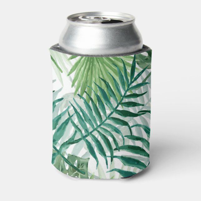 Enfriador De Latas Gran palma verde de hierro y plantas tropicales mo (Reverso de la lata)
