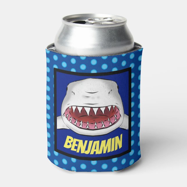 Enfriador De Latas Gran tiburón blanco significa ilustracion personal (Lata Anverso)