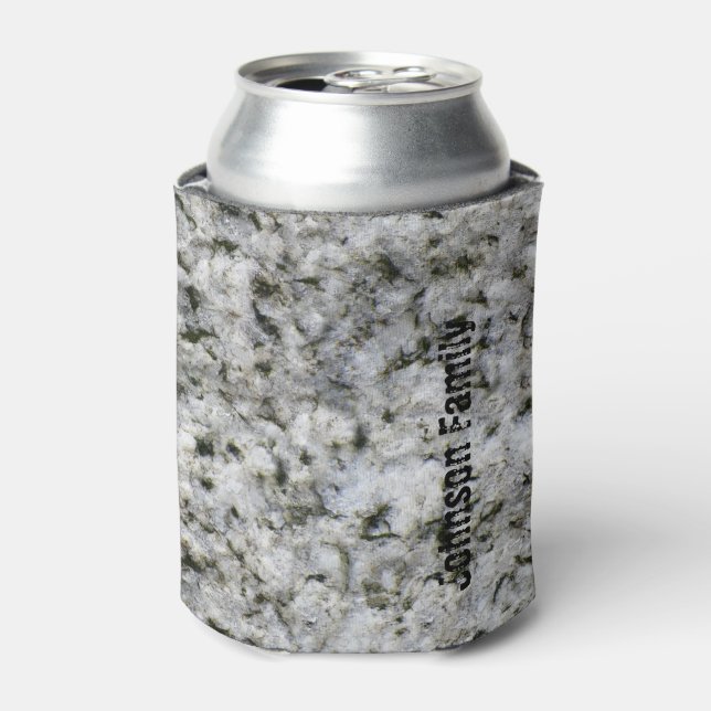 Enfriador De Latas Granite Rock White con nombre (Lata Anverso)