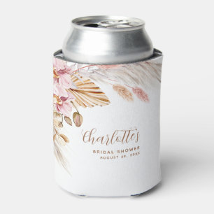 Enfriador De Latas Grasa Dusty Pampas Boho Rosa Ducha de novia