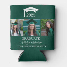 Enfriador De Latas Green 3 Photo Graduation Cap Clase 2025