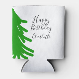 Enfriador De Latas Green Christmas tree happy birthday December winte