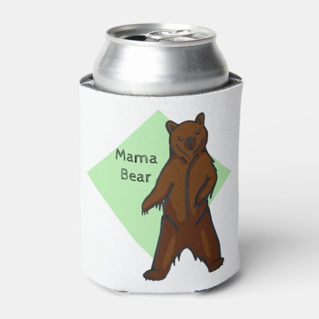 Enfriador De Latas Green Cute Woodland Animal Mama Bear (Lata Anverso)