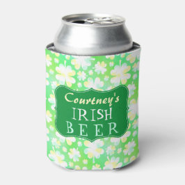 Enfriador De Latas Green Irish Shamrock St Patricks Watercolor Bebe