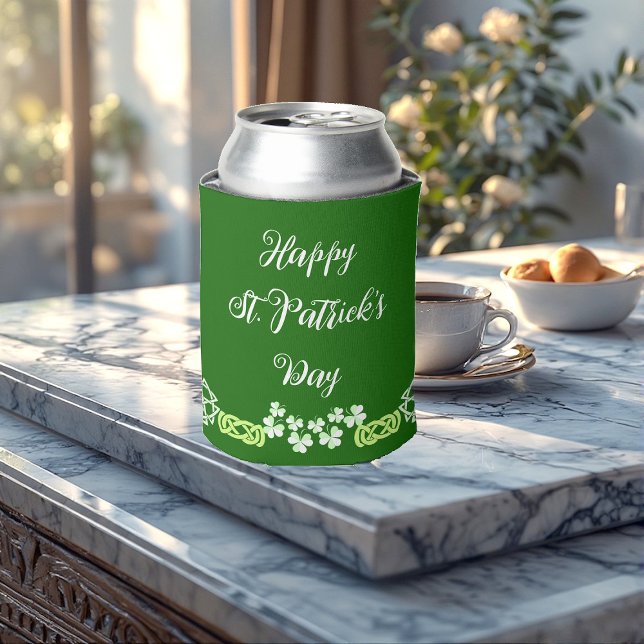 Enfriador De Latas Green Shamrock Happy St Patricks Day Fiesta Lucky (Green Shamrocks Happy St Patricks Day Party Lucky Can Cooler)