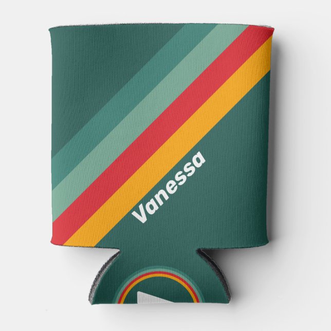 Enfriador De Latas Green Stripes with Name (Anverso)