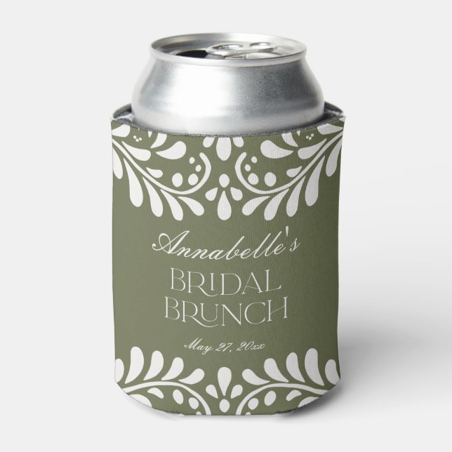 Enfriador De Latas Green Talavera Tile Español Fiesta Bridal Brunch (Lata Anverso)
