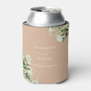 Enfriador De Latas Greenery Floral Elegant Tan Boda