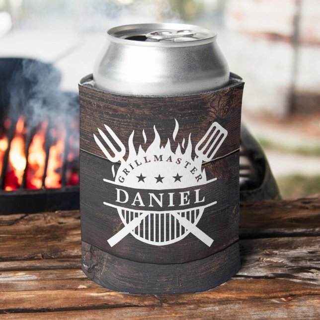 Enfriador De Latas Grillmaster BBQ Rustic Dark Wood Print (Subido por el creador)