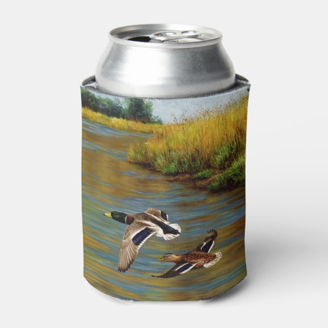 Enfriador De Latas Gris carbonero de los Patos Salvajes que vuelan (Lata Anverso)