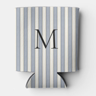 Enfriador De Latas Gris e Ivory Stripes Monogramados