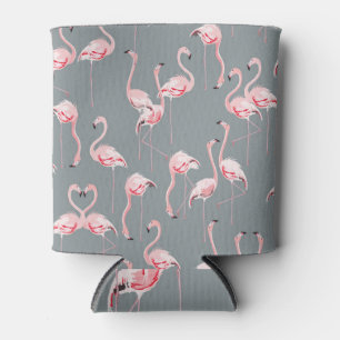 Enfriador De Latas Gris Flamingo: Patrón Vintage de Seamless.