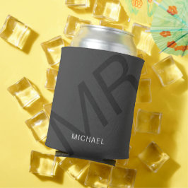 Enfriador De Latas Gris monograma personalizado moderno