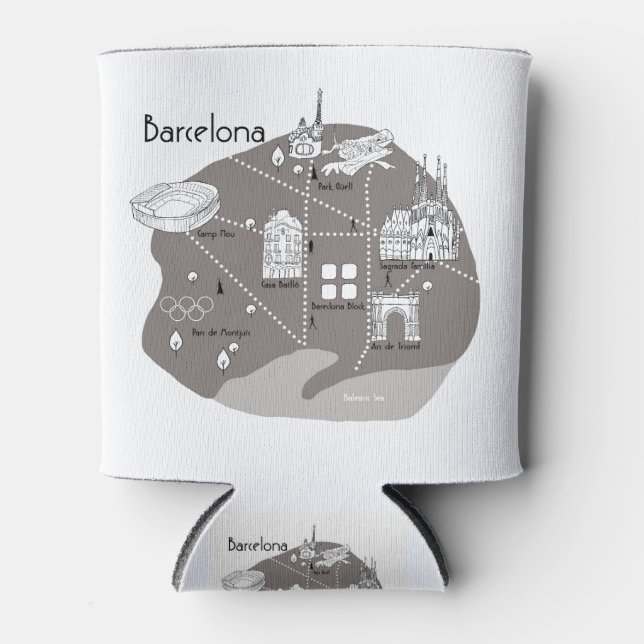 Enfriador De Latas Gris Poster de Barcelona (Anverso)