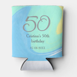 Enfriador De Latas Gris verde azul 50 cumpleaños añadir fecha retro