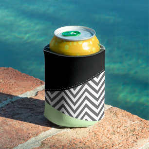 Enfriador De Latas Gris Zigzag, Gris Chevron, Zigzag Pattern, Mint