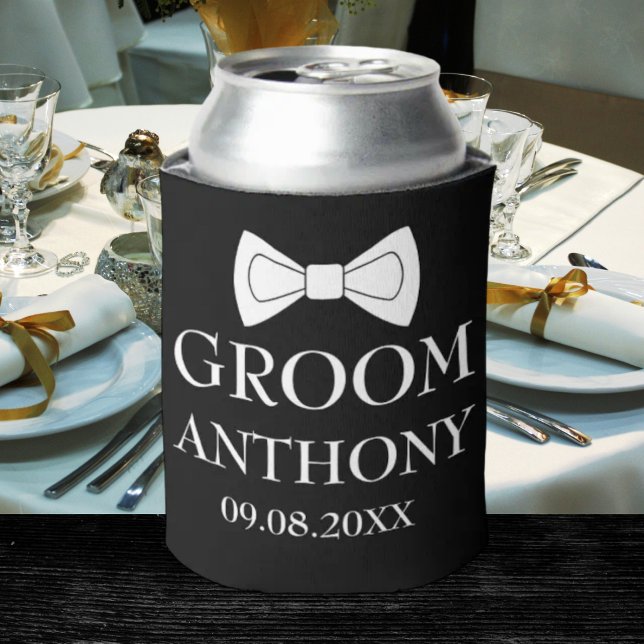 Enfriador De Latas Groom Black Elegant Elegant Regalos Modernos Boda  (Subido por el creador)