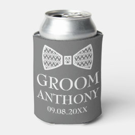 Enfriador De Latas Groom Gray Elegante Boda de Regalos Modernos