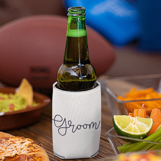 Enfriador De Latas Groom Modern Script Diamond Wedding Party (Subido por el creador)