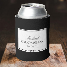 Enfriador De Latas Groomsman de Bowtie Masculino clásico personalizad
