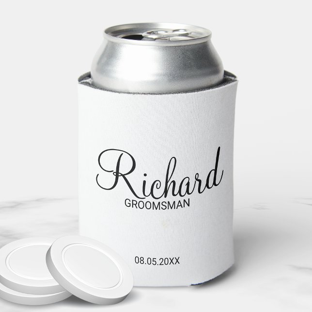 Enfriador De Latas Groomsman personalizado con guión moderno (Subido por el creador)
