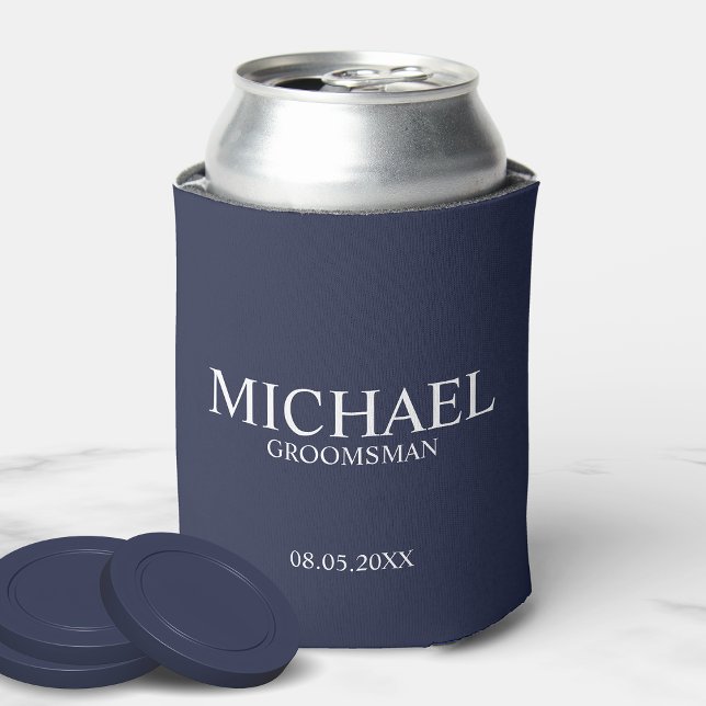 Enfriador De Latas Groomsman personalizado de la Marina Azul moderna (Subido por el creador)