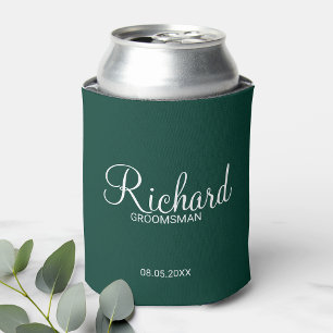 Enfriador De Latas Groomsman personalizado del verde esmeralda modern