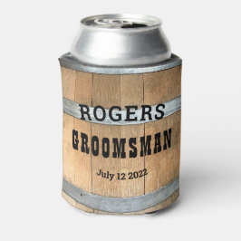 Enfriador De Latas Groomsman Rustic Bourbon Barrel personalizado