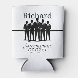 Enfriador De Latas Groomsman Wedding Suited Squad Silhouette Name