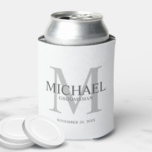 Enfriador De Latas Groomsmen minimalista blanco personalizado