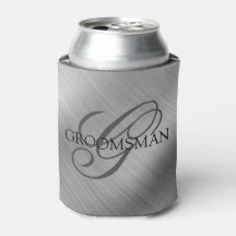 Groomsmen Monograma Cepillado Plata
