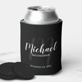 Enfriador De Latas Groomsmen personalizado de escritura moderna negra