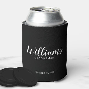 Enfriador De Latas Groomsmen personalizados de escritura negra modern