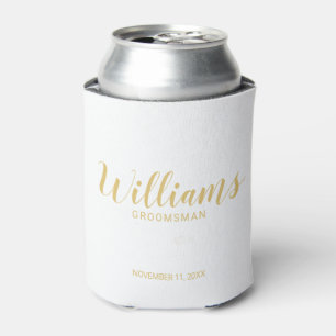 Enfriador De Latas Groomsmen personalizados de oro con guión moderno