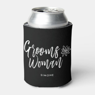Enfriador De Latas GroomsWoman   Boda de escritura de guiones