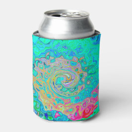 Enfriador De Latas Groovy Abstract Retro Arcoiris Liquido Swirl