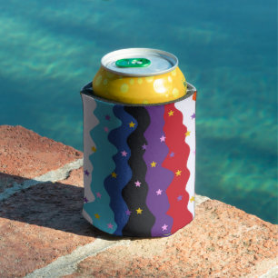 Enfriador De Latas Groovy Celestial Stripe Bold Colorful Resumen