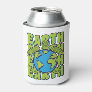 Enfriador De Latas Groovy Planet Earth Day Sea Turbe Lover Ocean