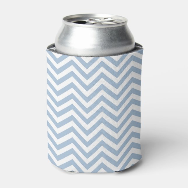 Enfriador De Latas Grunge azul claro chevron texturizado (Lata Anverso)