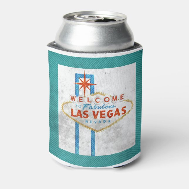 Enfriador De Latas grunge del signo de las vegas (Reverso de la lata)