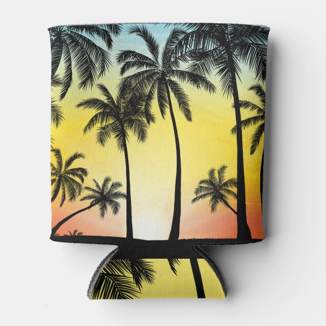 Enfriador De Latas Grunge tropical: tarjeta de palm Sunset (Anverso)