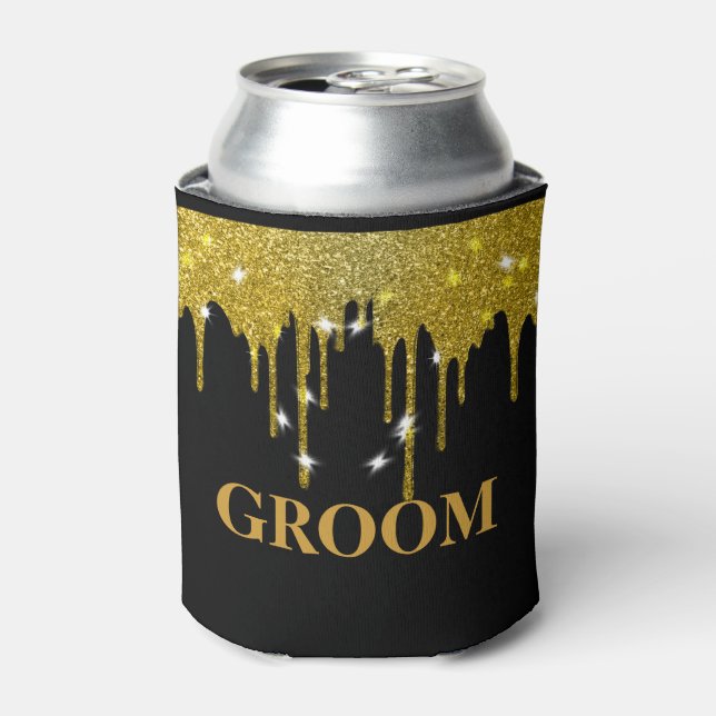Enfriador De Latas GRUPO Para Él Boda Derivación De Oro Negro (Lata Anverso)
