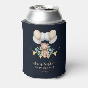 Enfriador De Latas Guión de Baby Shower de Woodland Bear Eucalyptus